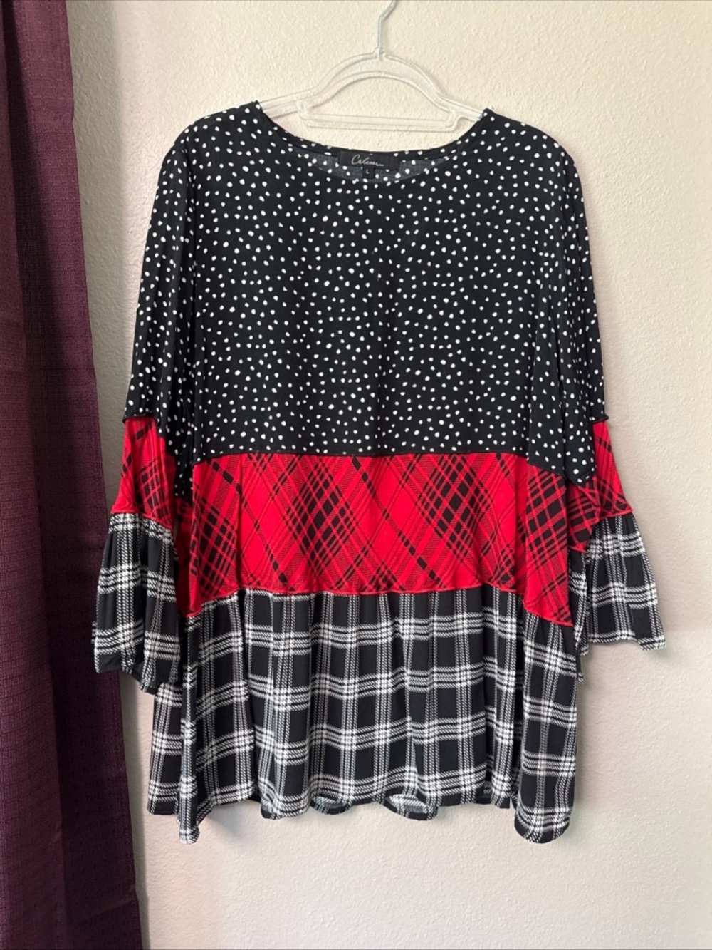 #802 Calessa Oversized Boho Top Size Large